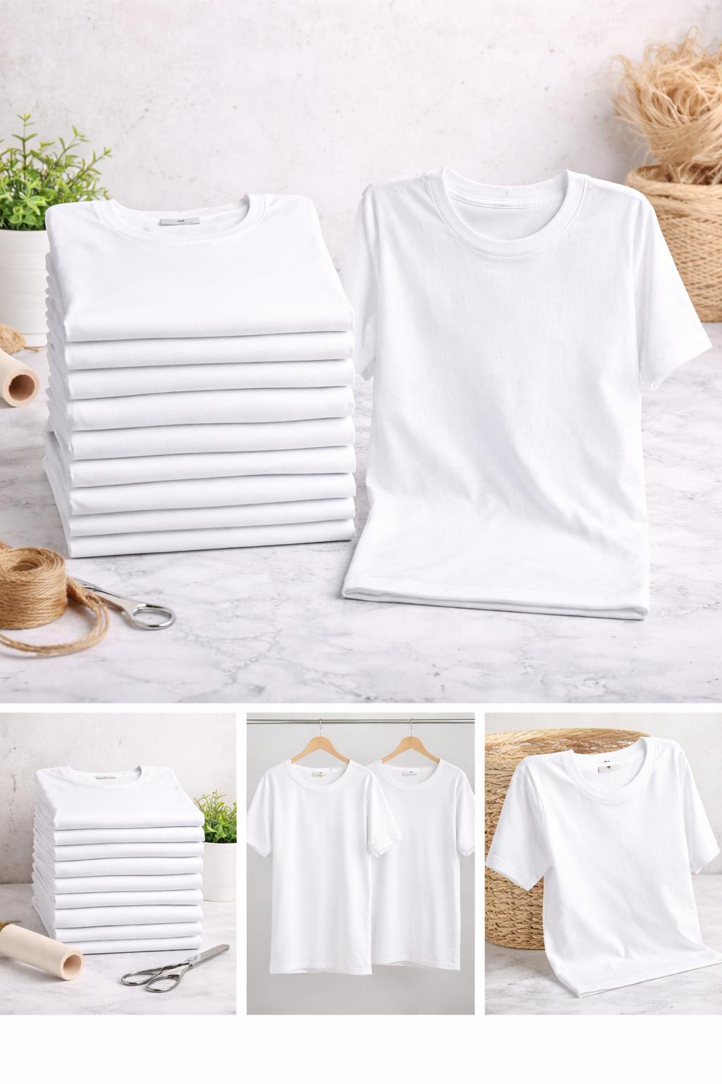 12 DOCENA TSHIRTS ECONOMICA BLANCA TALLAS NINOS
