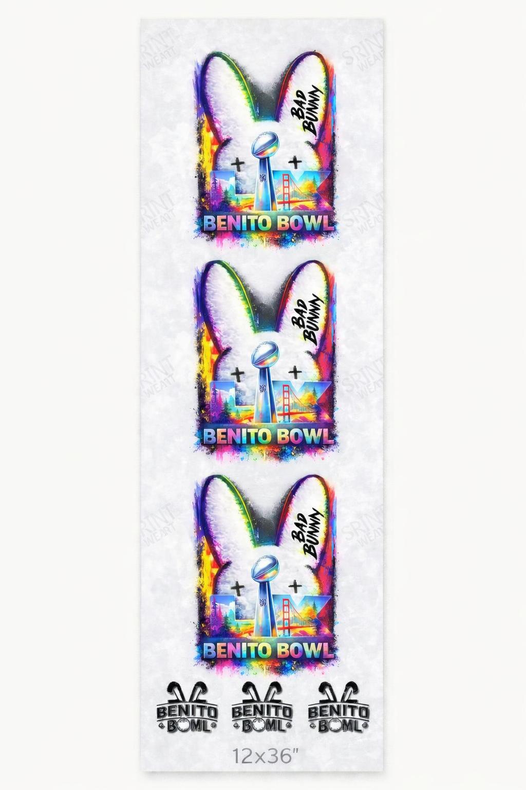 DTF TEXTILE YARDA 12X36 BAD BUNNY 6 IMPRESIONES DEL DISENO